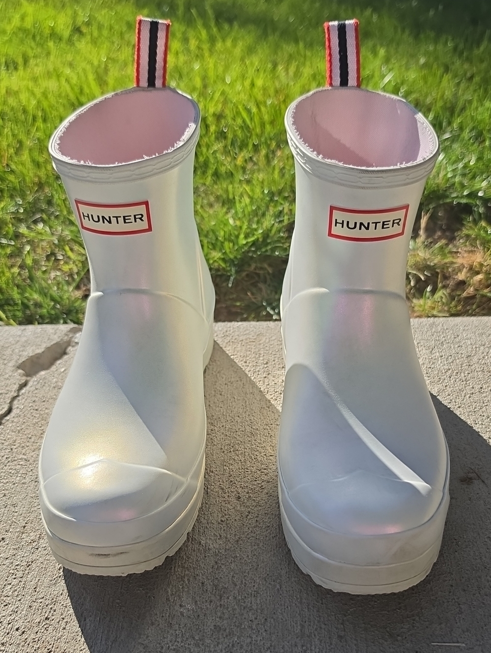 Hunter Women's Iridescent White Short Rain Boots